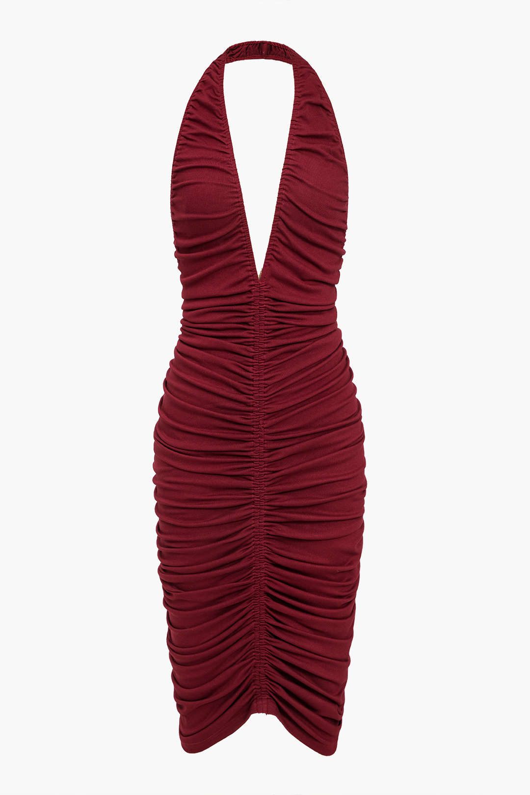 Elegancka Midi Sukienka z Ruchami i Odkrytymi Plecami w Kształcie V
