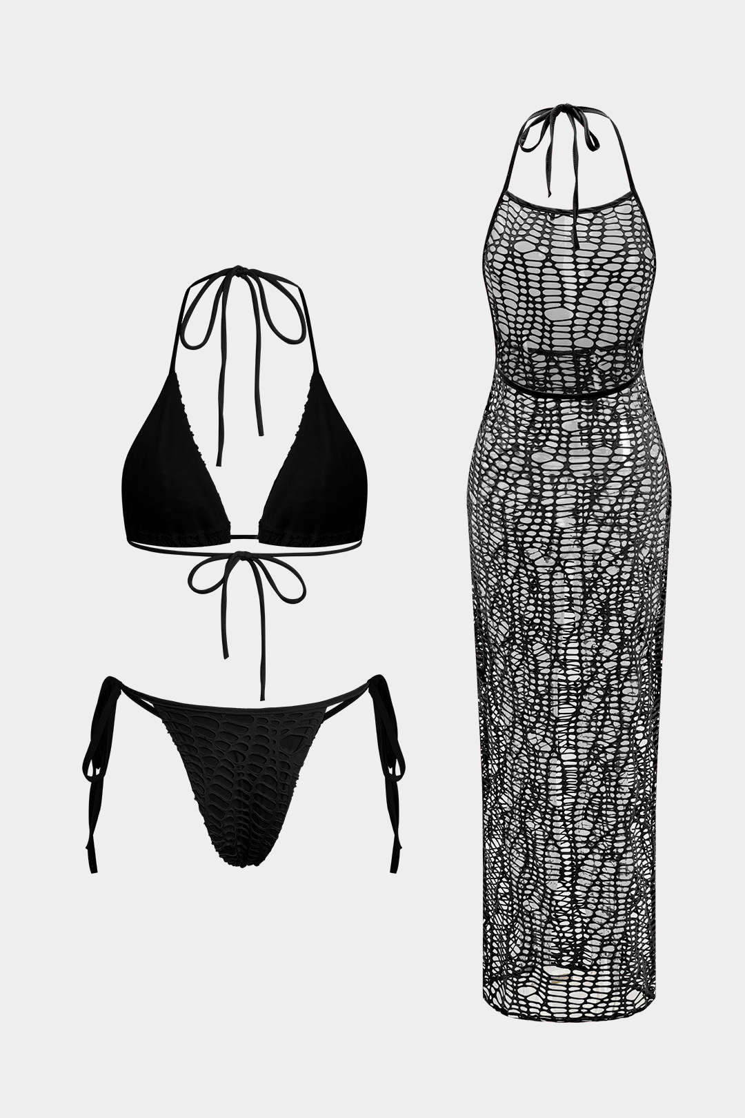 Natiné - Teksturowane Bikini z Wiązaniem na Szyi i Dzianina