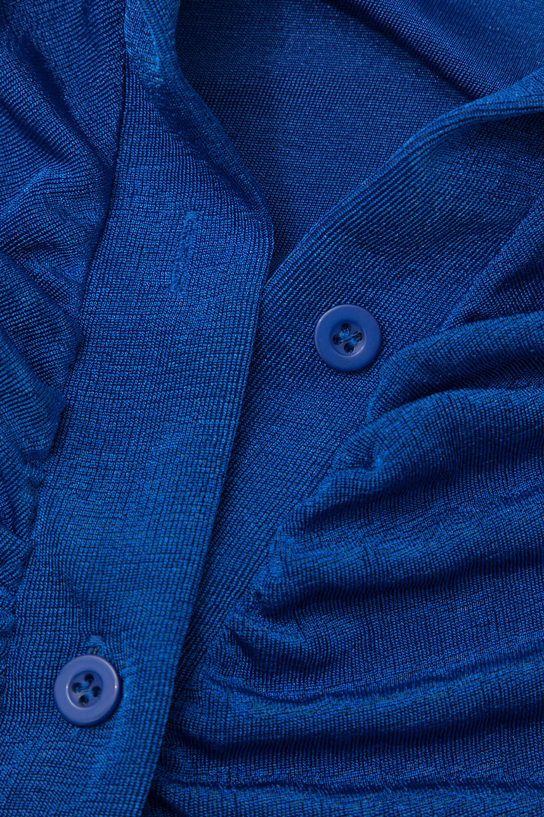 Durable Midi Dress with Ruching and Buttons at Collar