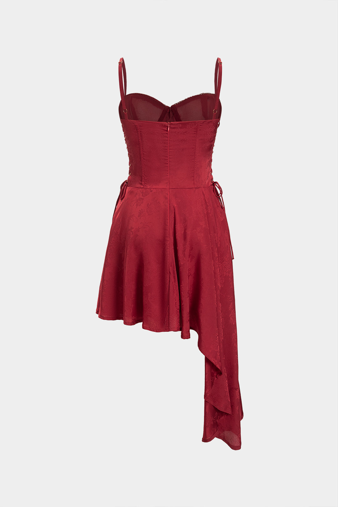 Asymmetrical Midi Dress with Straps and Jacquard Bustier