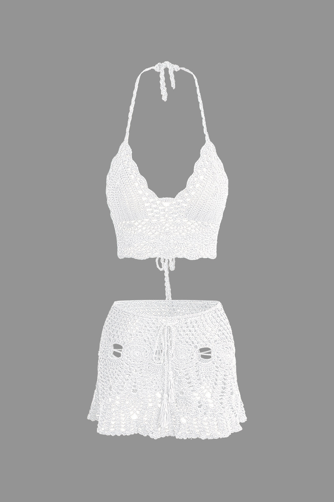 Natiné - Zestaw: Szydełkowy Top Halter i Mini Spódnica