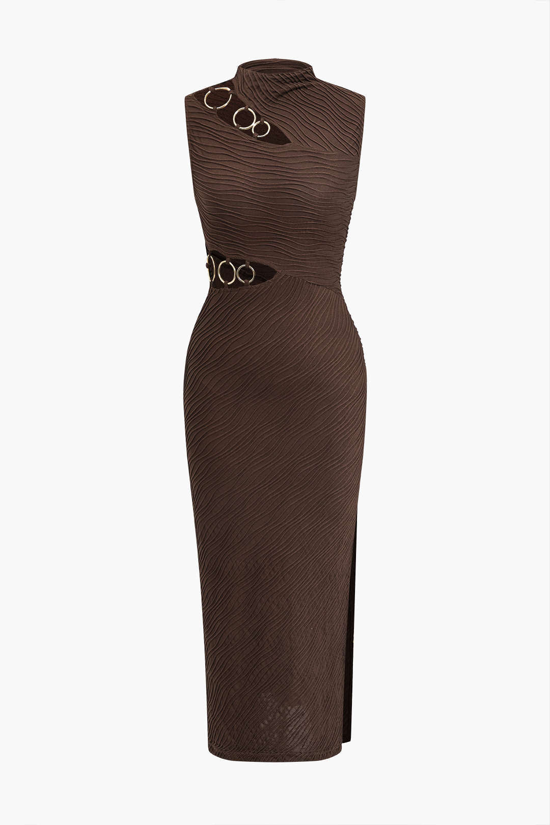 Metallic Cutout Tank Top and Asymmetric Midi Dress