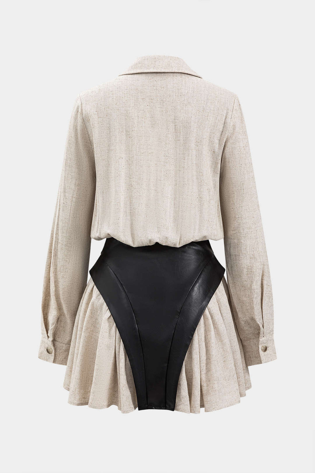 Natiné faux leather and linen mini dress with tie front