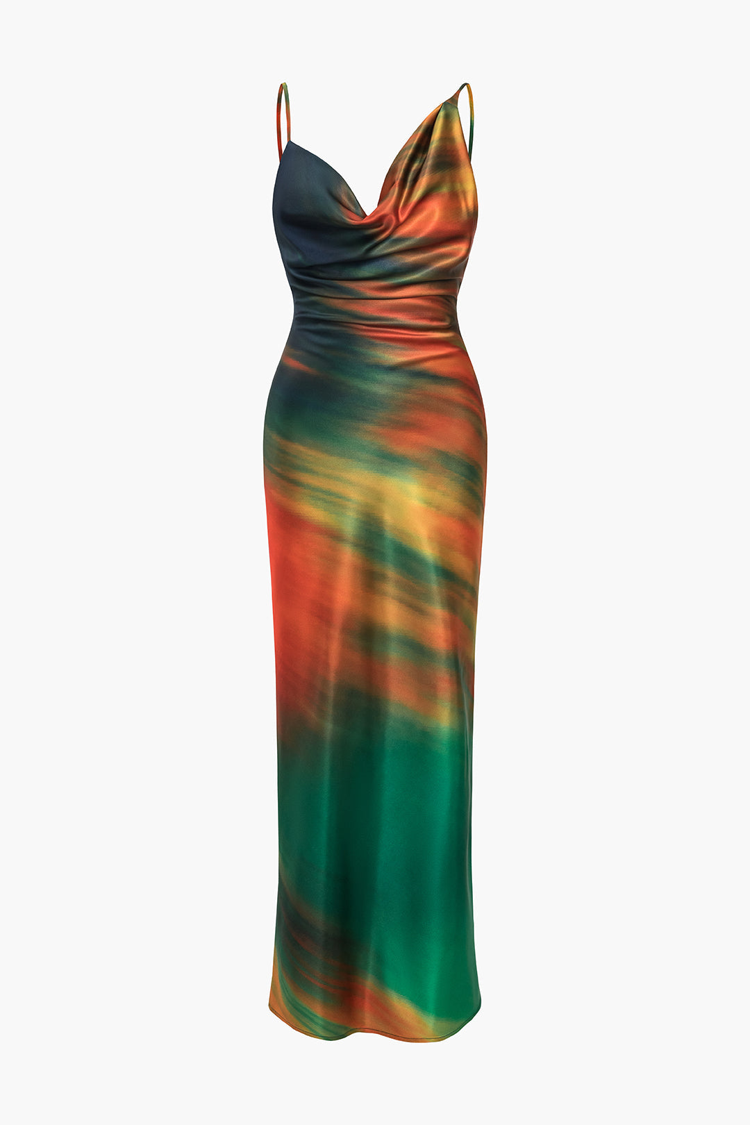 Natiné - Maxi z Asymetrycznym Dekoltem i Ombre Printem