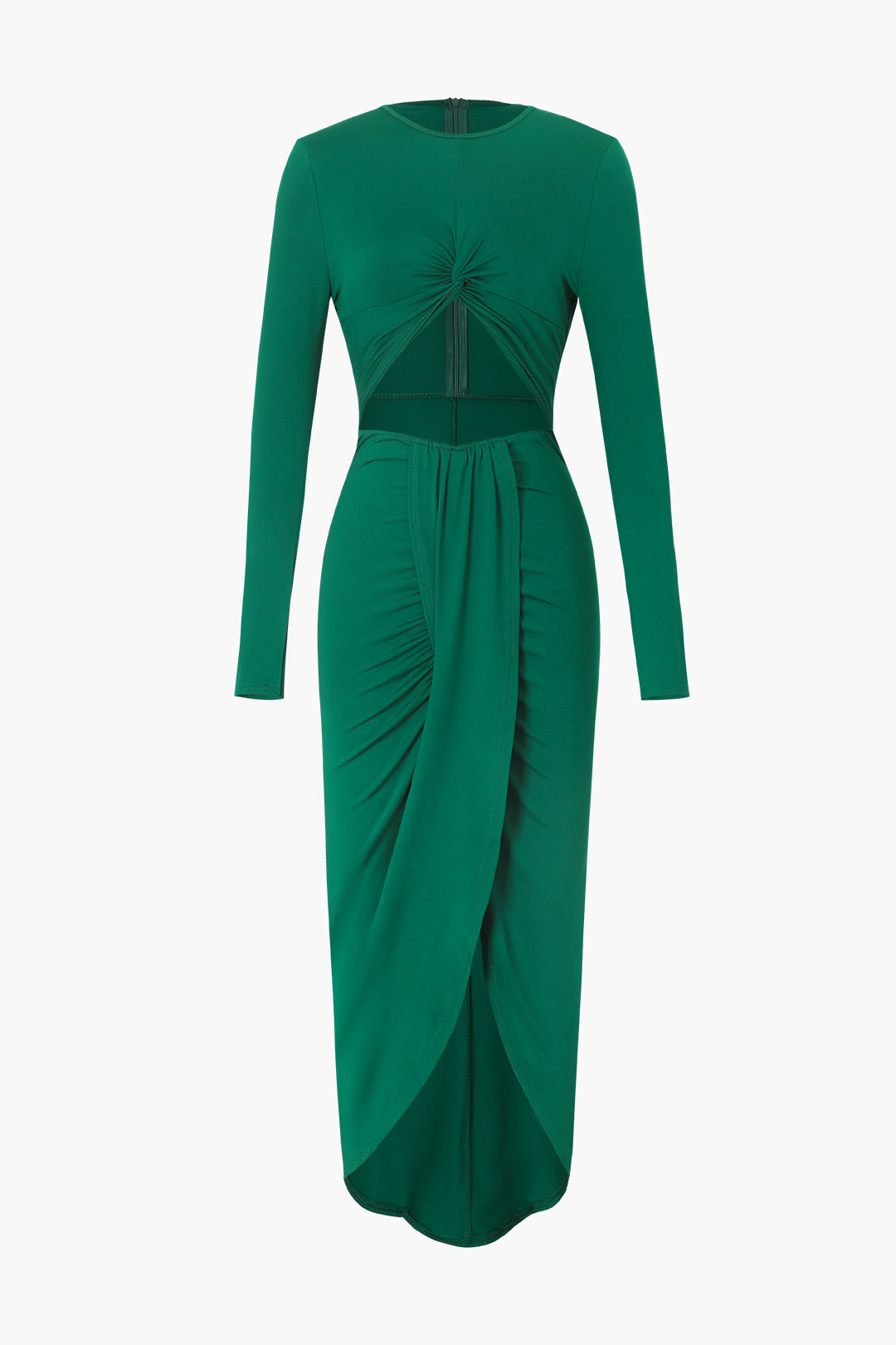 Midi Dress with Cut-Out and Long Sleeves