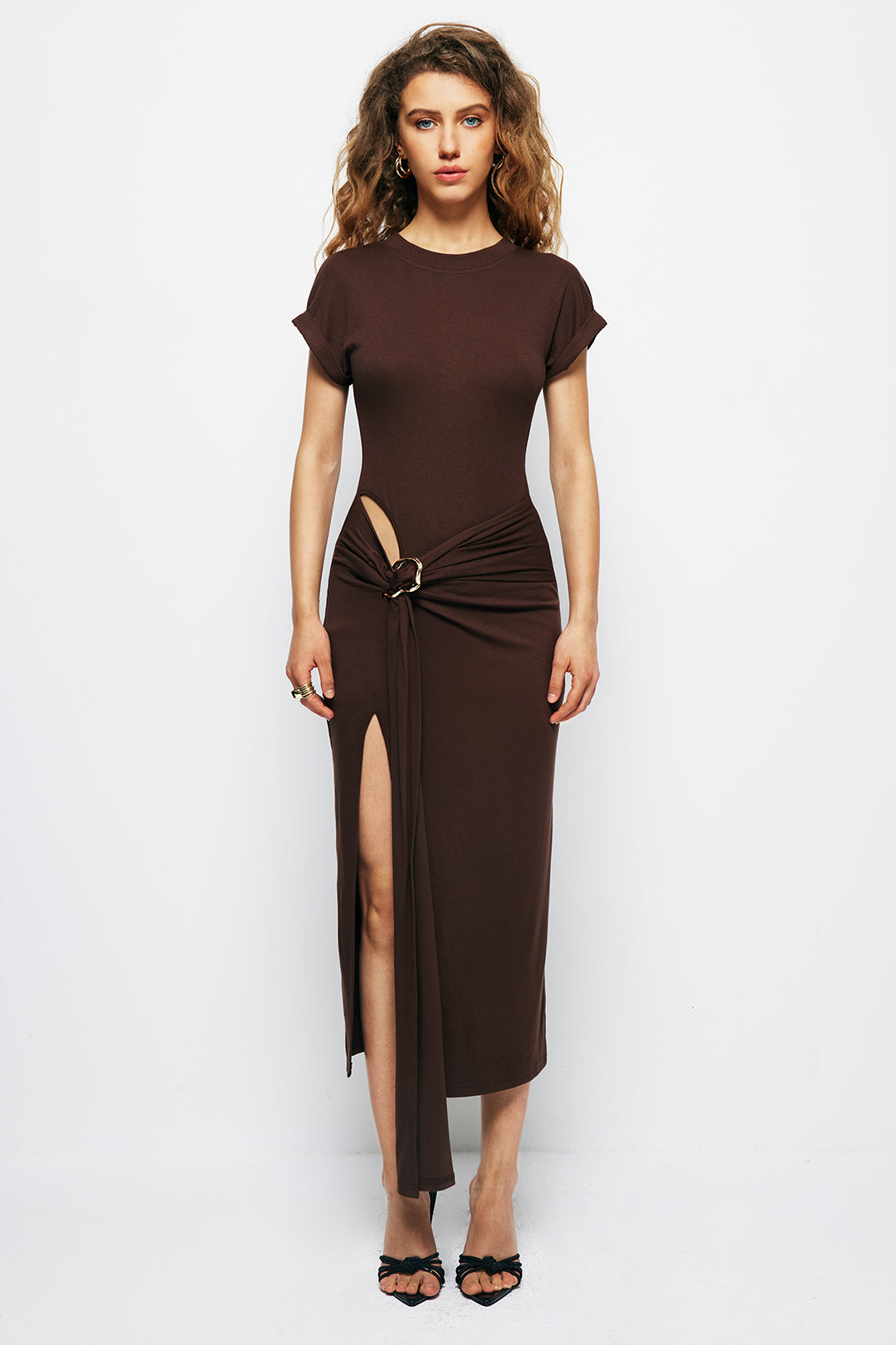 Midi Dress with Tie Neck