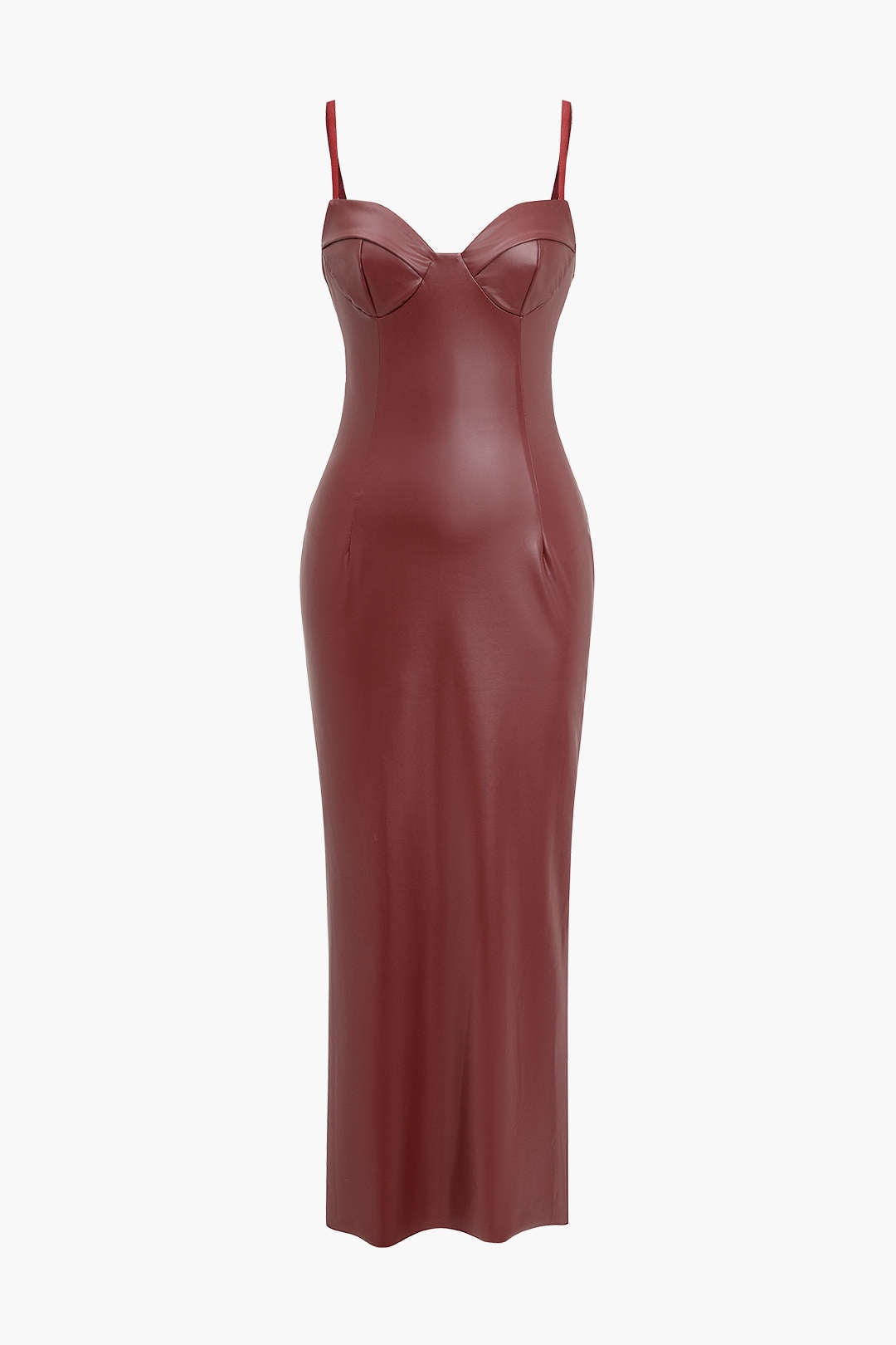Midi Dress in Eco-Leather with Corset Cut