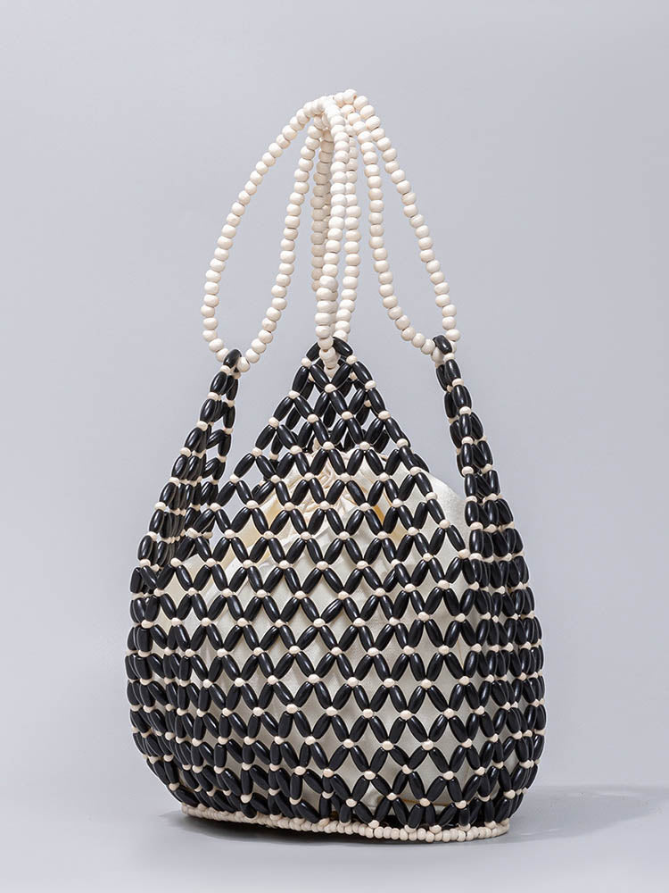 Ręcznie Robiona Torba Woven z Drewnianymi Koralikami