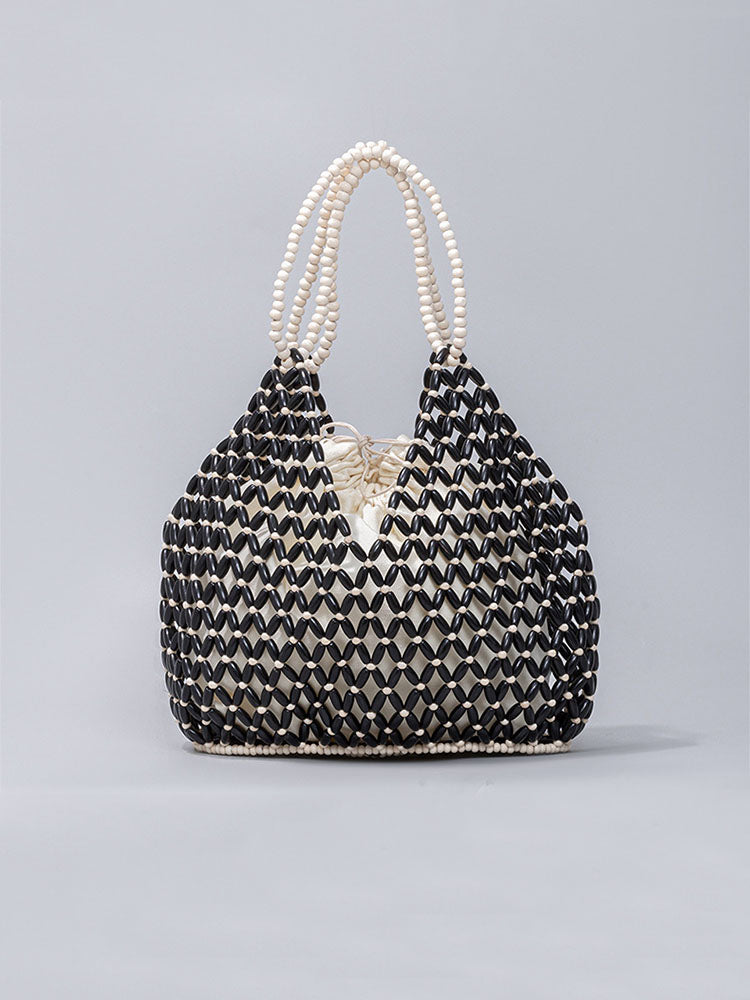 Ręcznie Robiona Torba Woven z Drewnianymi Koralikami
