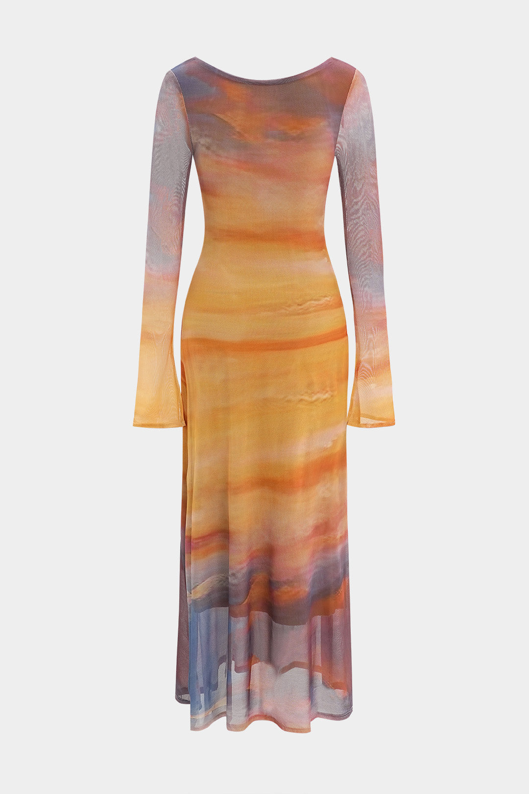 Natiné - Maxi Sukienka Z Długim Rękawem w Motyw Tie Dye