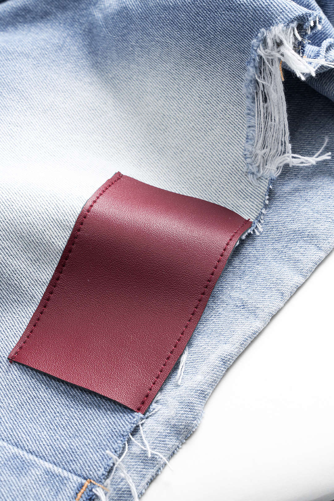 Asymmetrical Denim Shorts with Buttons and Pockets