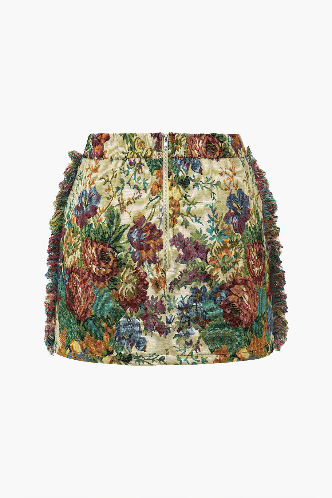 Natiné - Kwiatowy Print Mini Spódnica z Frędzlami