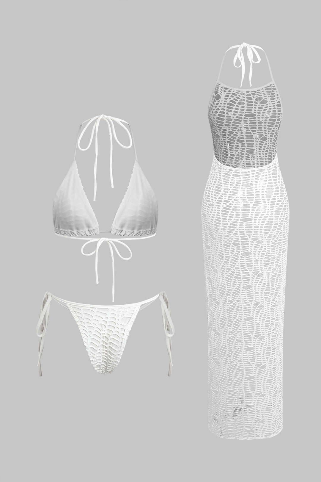 Natiné - Teksturowane Bikini z Wiązaniem na Szyi i Dzianina