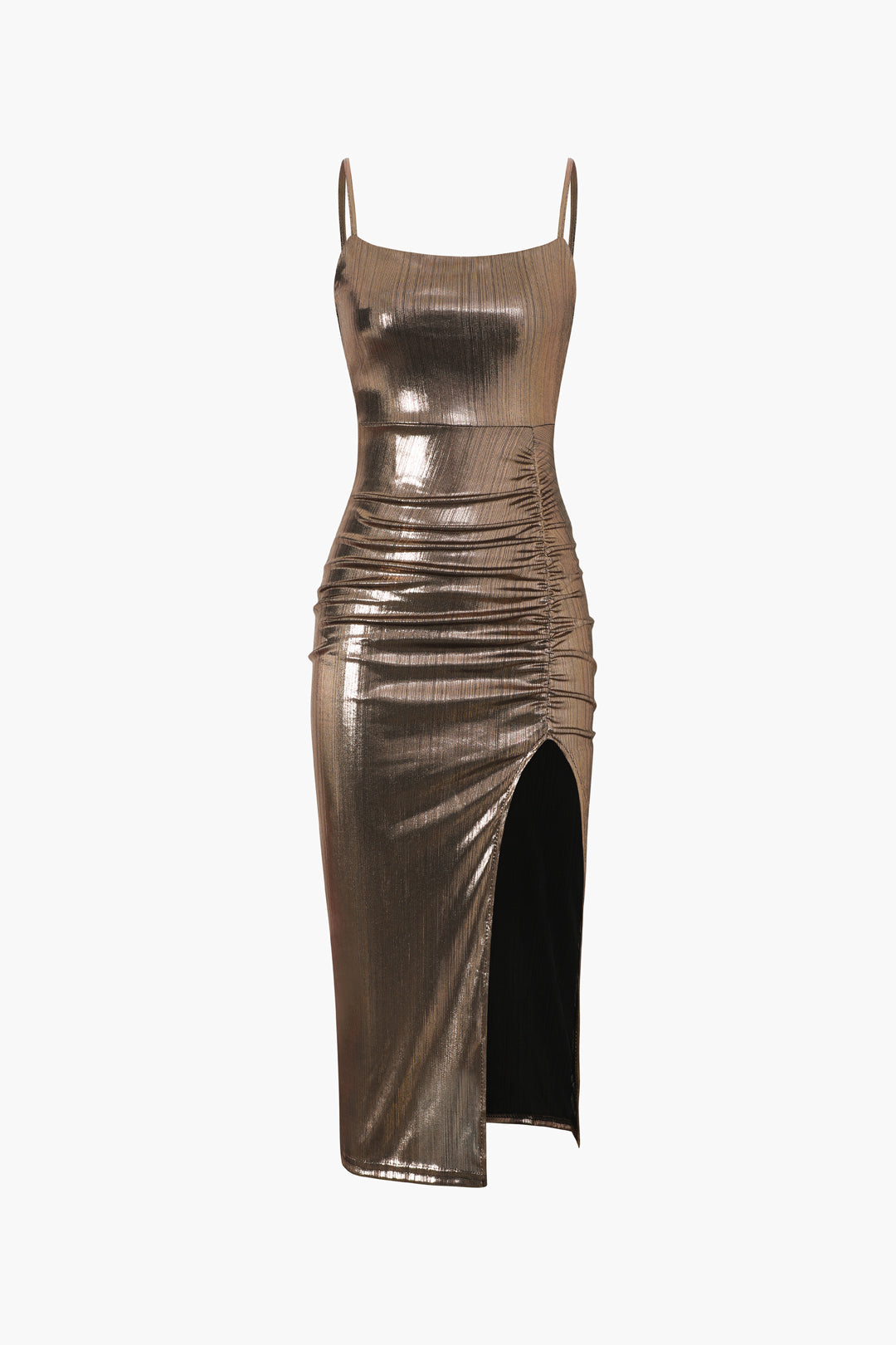 Metallic Midi Dress with Slit