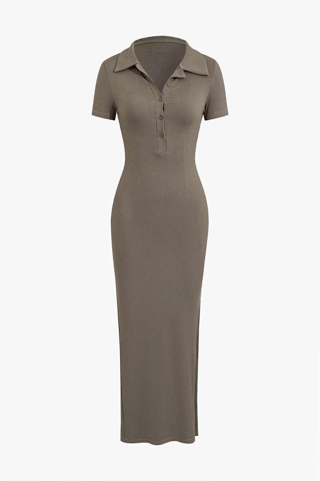 Midi dress with neckline and slit