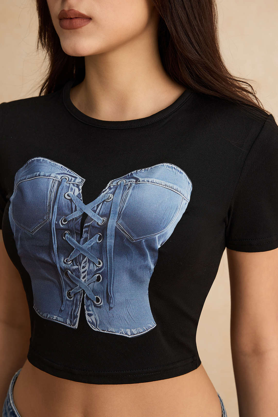 Natiné - T-shirt z krótkim rękawem z nadrukiem denimowym