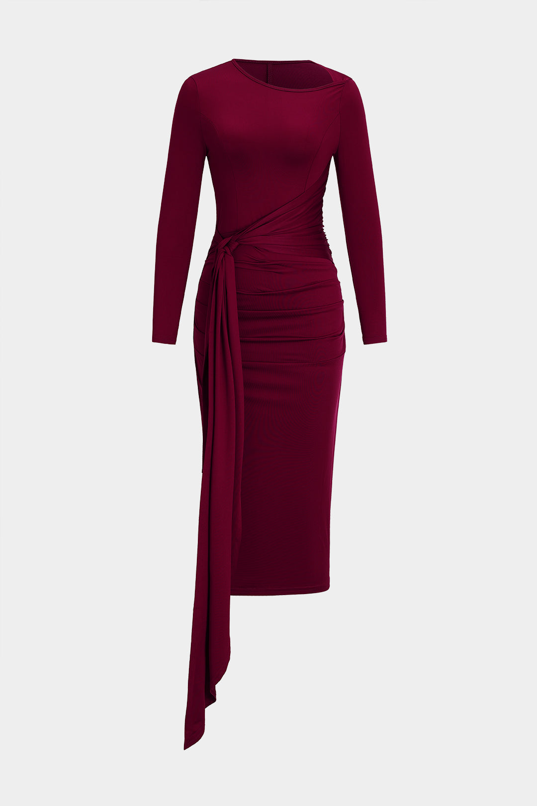 Lace Front Midi Dress with Long Sleeves