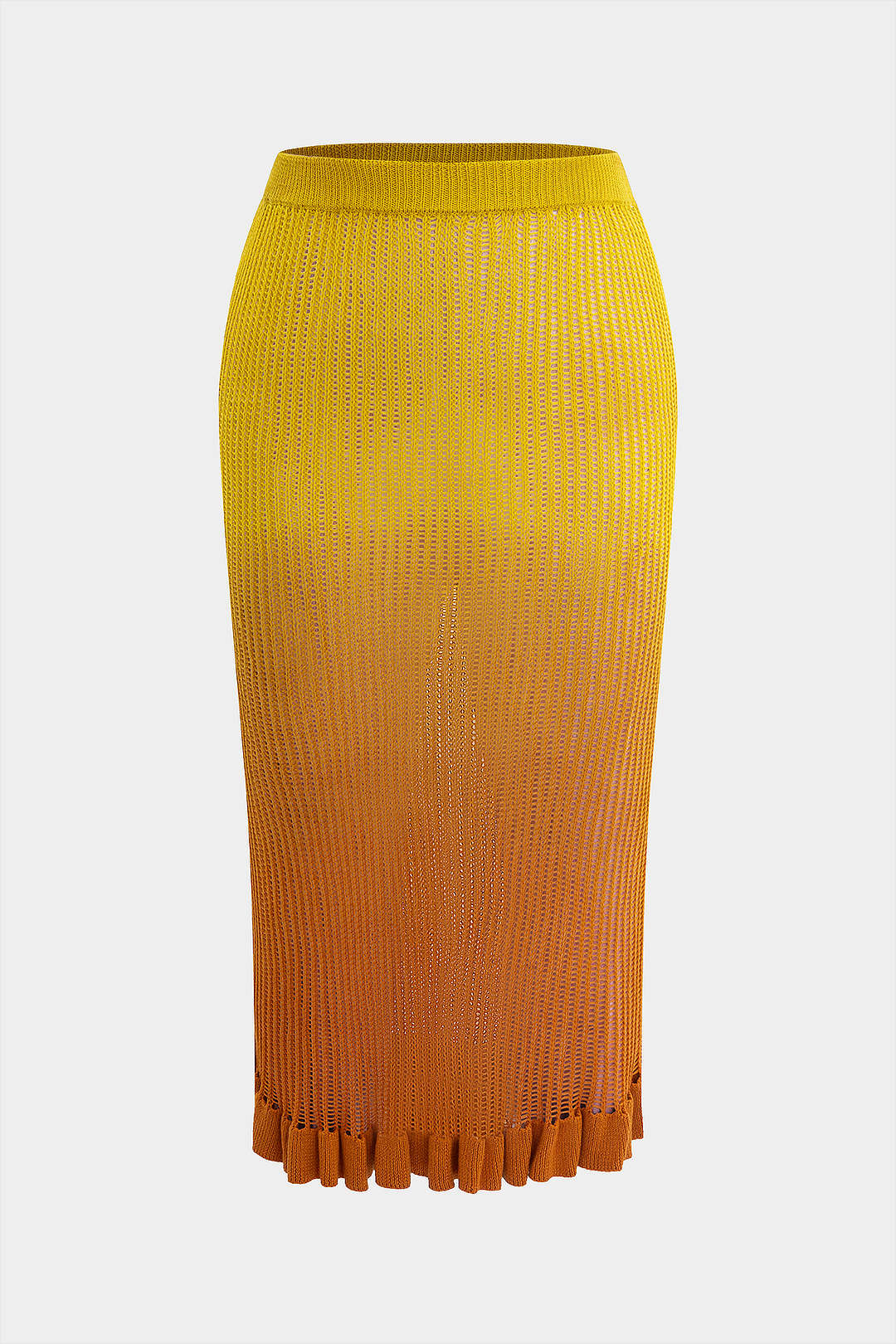 Natiné– Plus Size Dzianinowa Spódnica Ombre z Falbaną