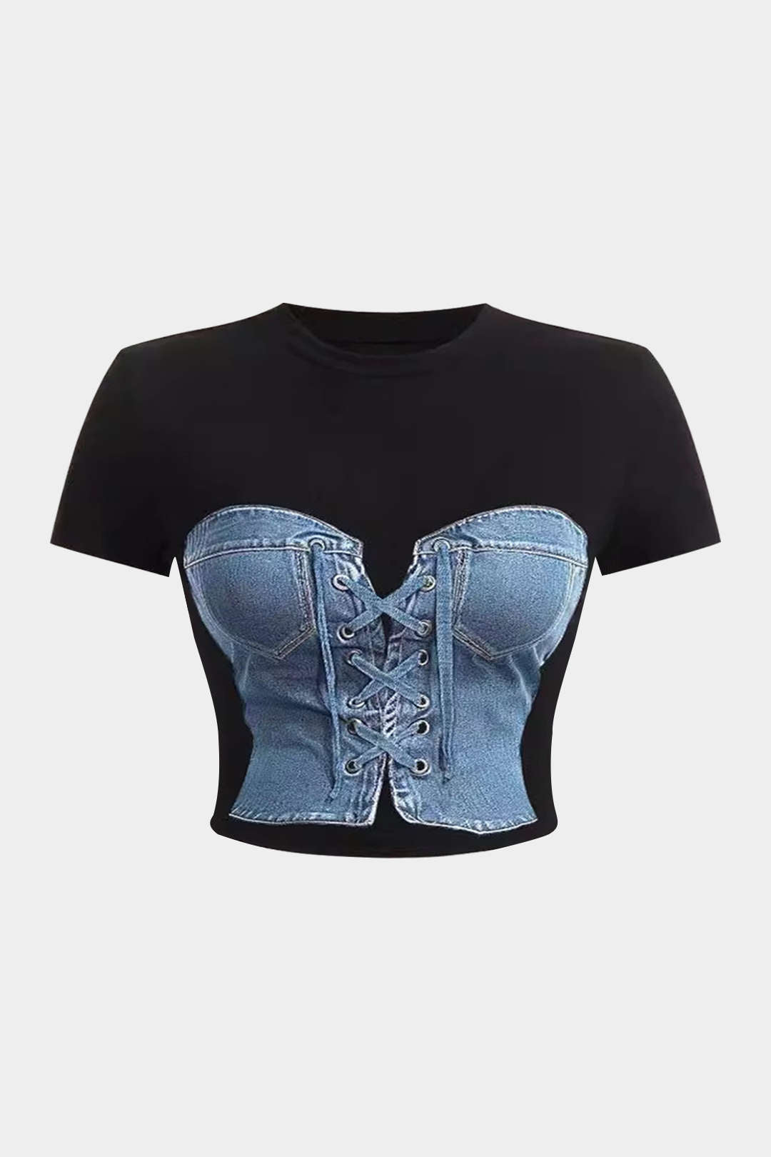 Natiné - T-shirt z krótkim rękawem z nadrukiem denimowym