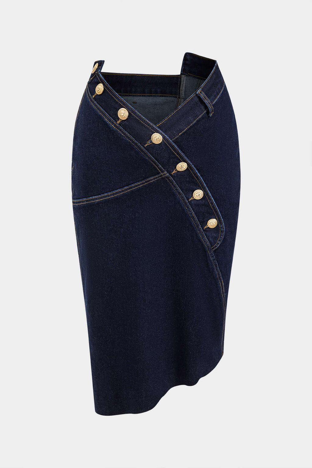 Denim Asymmetry Button Skirt