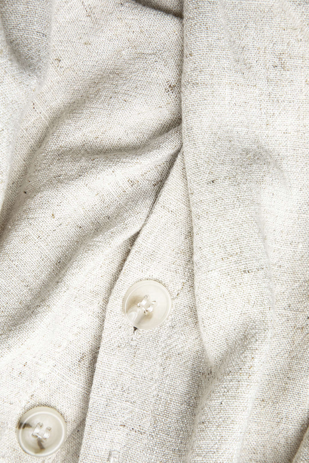Linen midi dress with ruffles and button