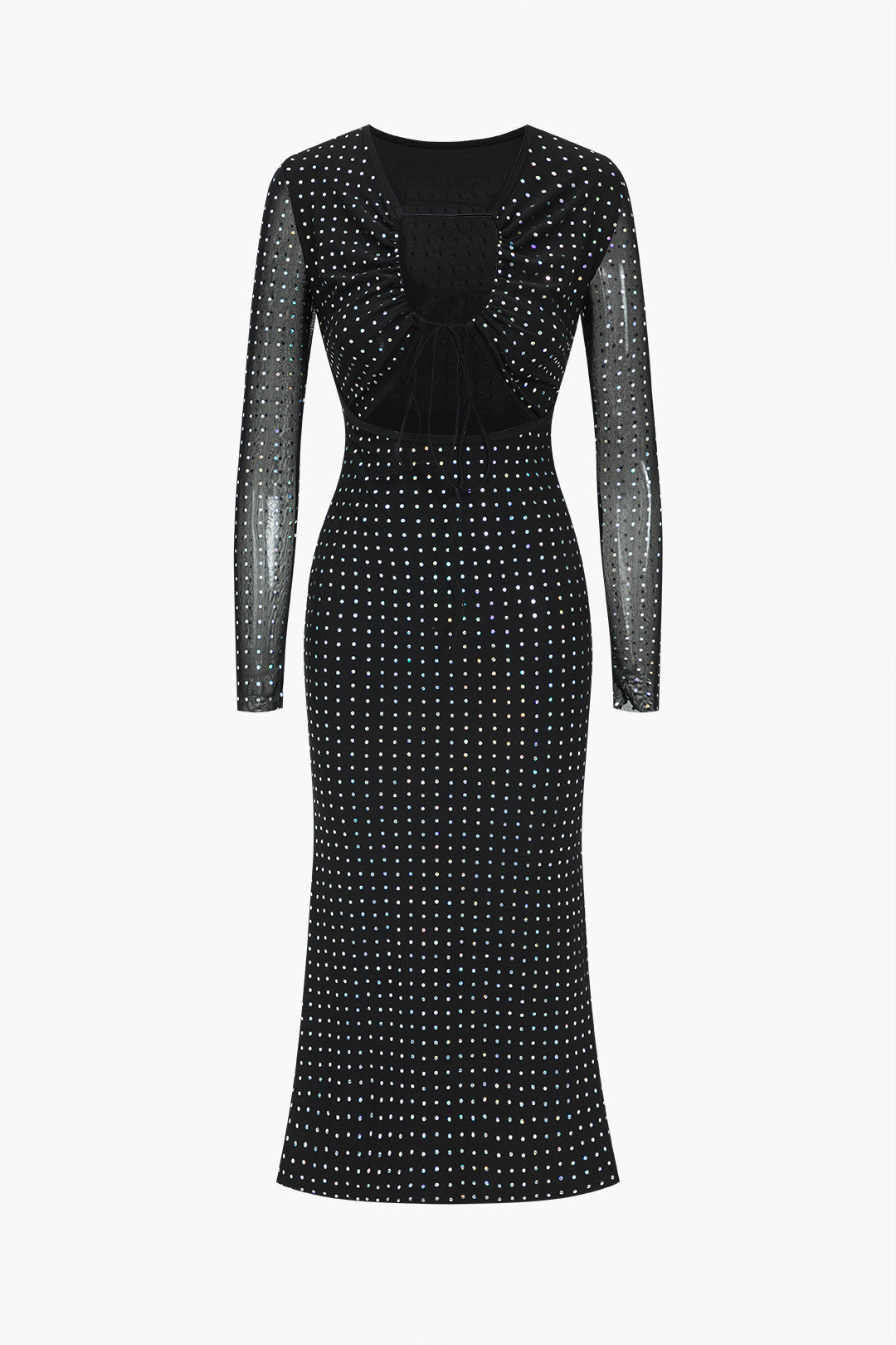 Maxikleid mit langen Ärmeln, Cutouts und Pailletten