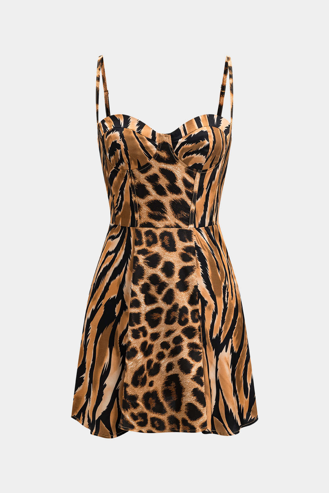 Natiné - Mini sukienka z satyny w leopardzi wzór