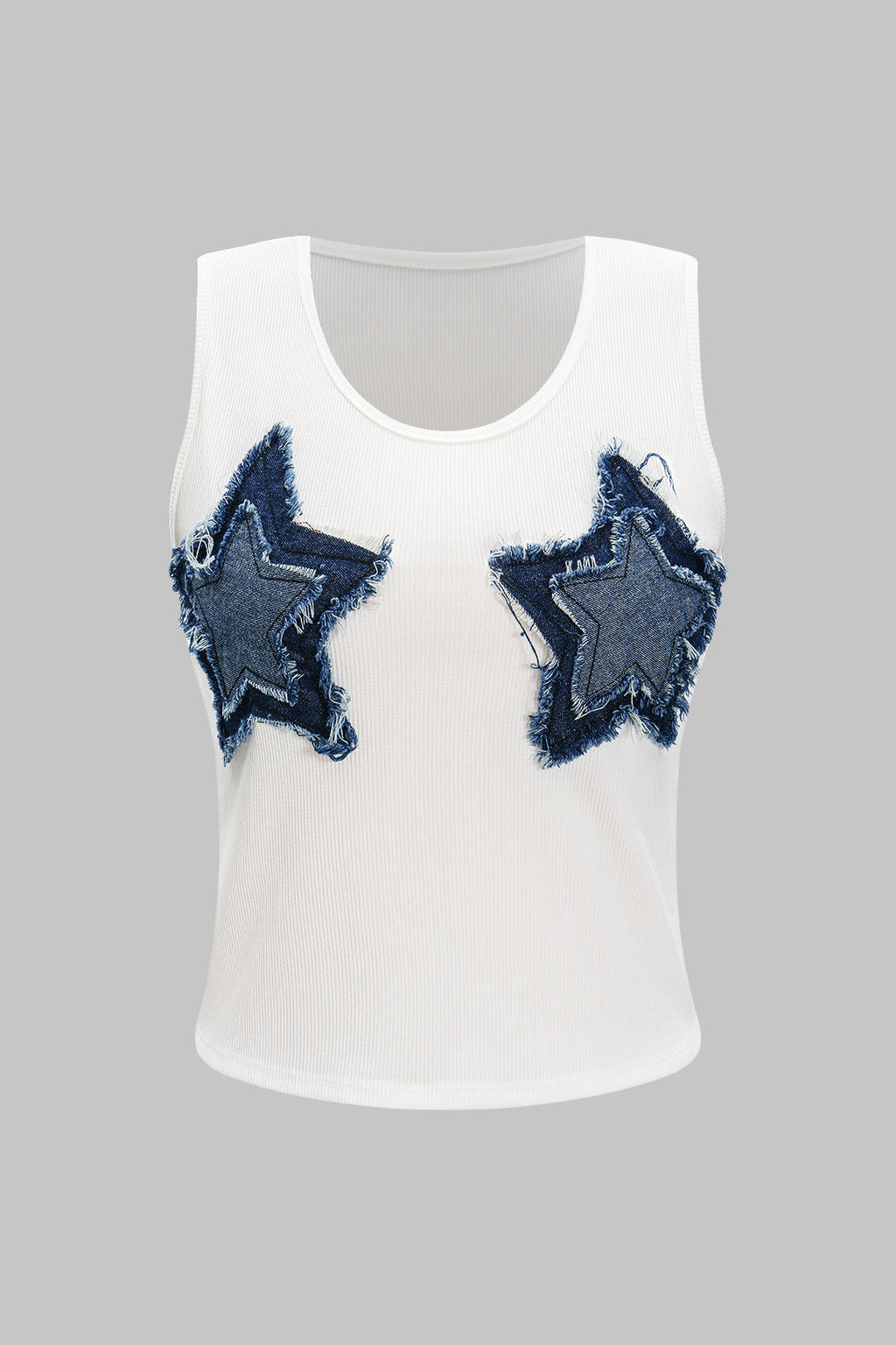 Natiné - Denimowy Top w Stylu Patchwork