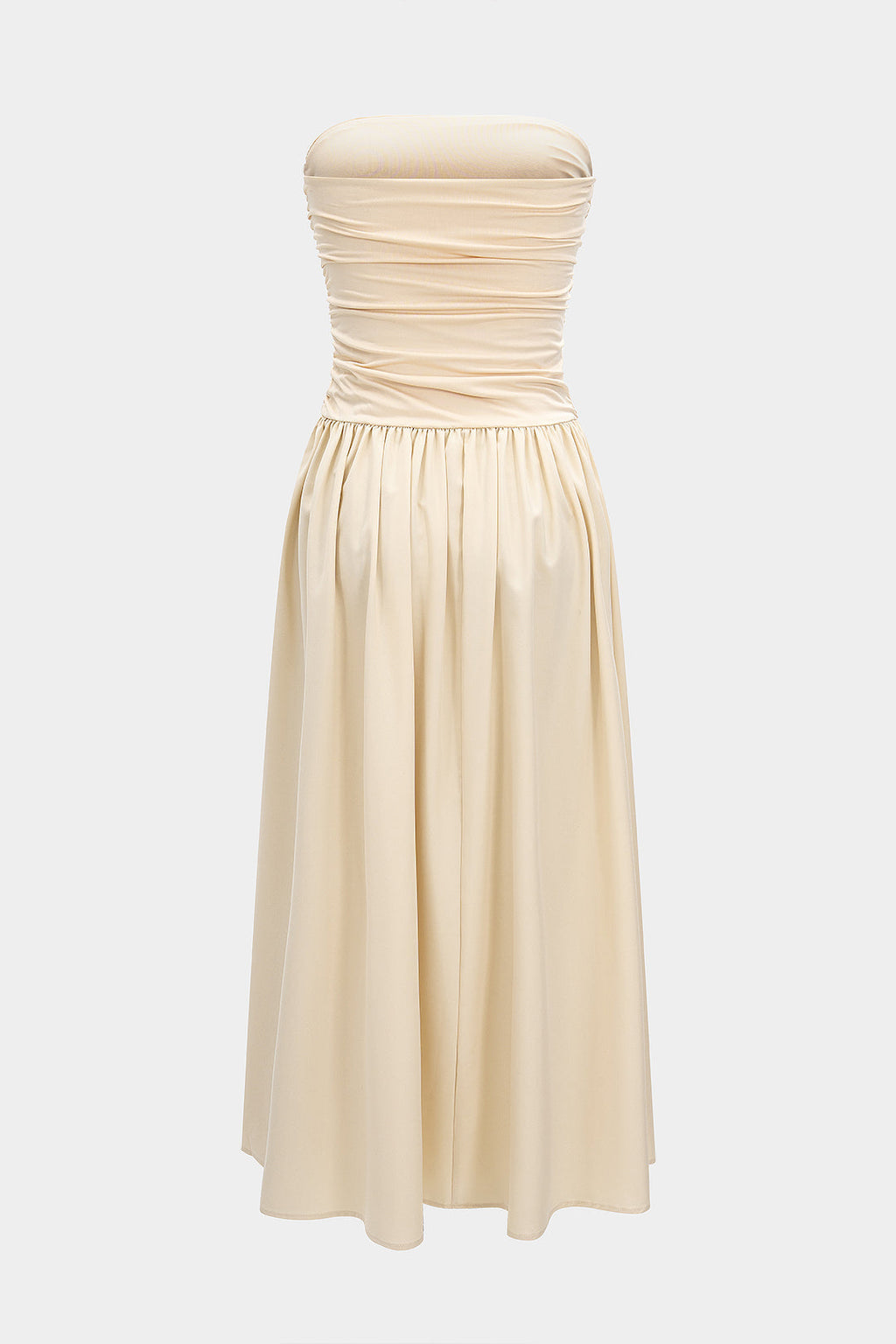Trägerloses Plissee-Midikleid im Patchwork-Stil