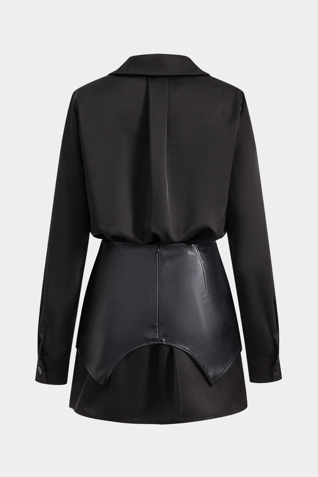 Natiné - Satin faux leather mini dress with pockets and zip