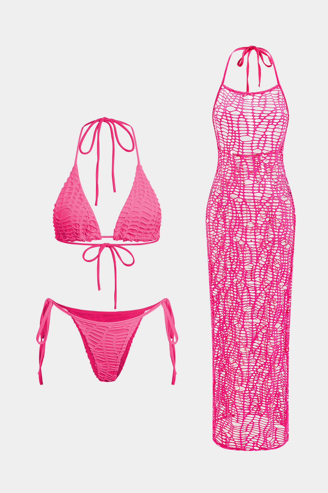 Natiné - Teksturowane Bikini z Wiązaniem na Szyi i Dzianina
