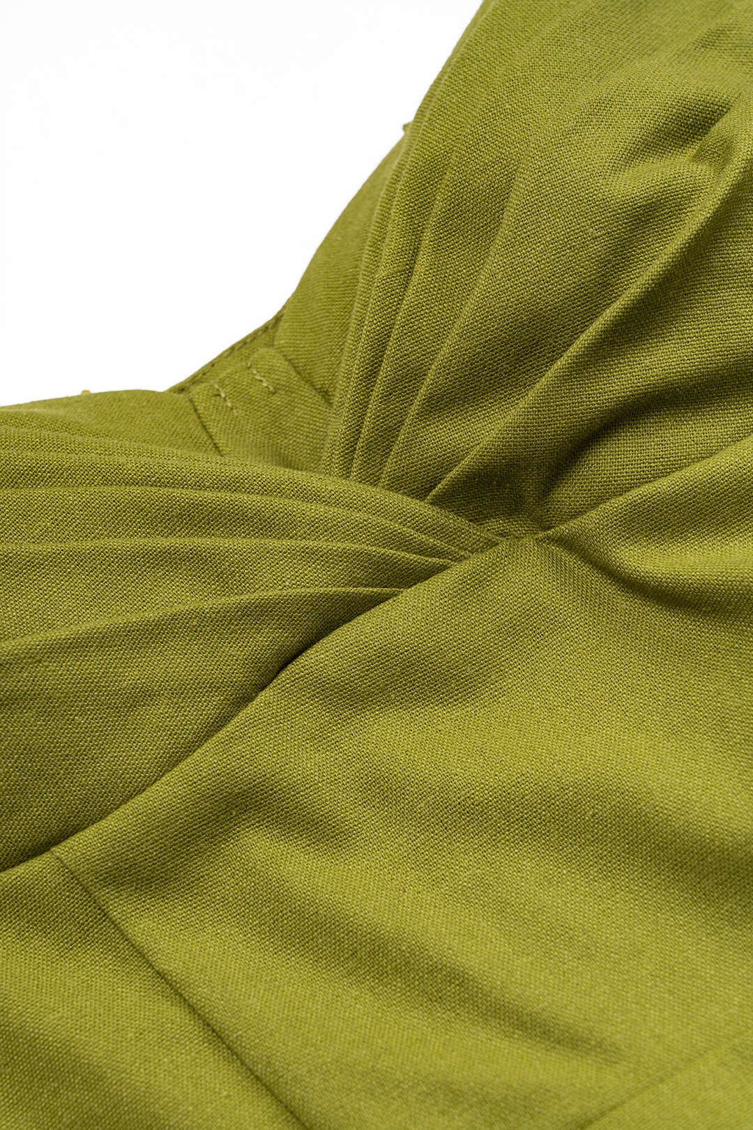 Sleeveless Mini Dress with Ruched Tie-Up Detail in Linen
