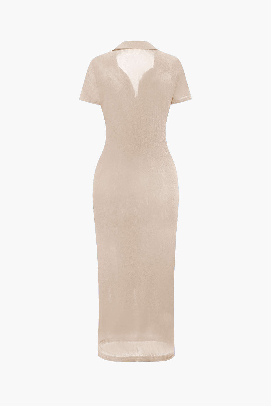 Durable Midi Dress with Ruching and Buttons at Collar