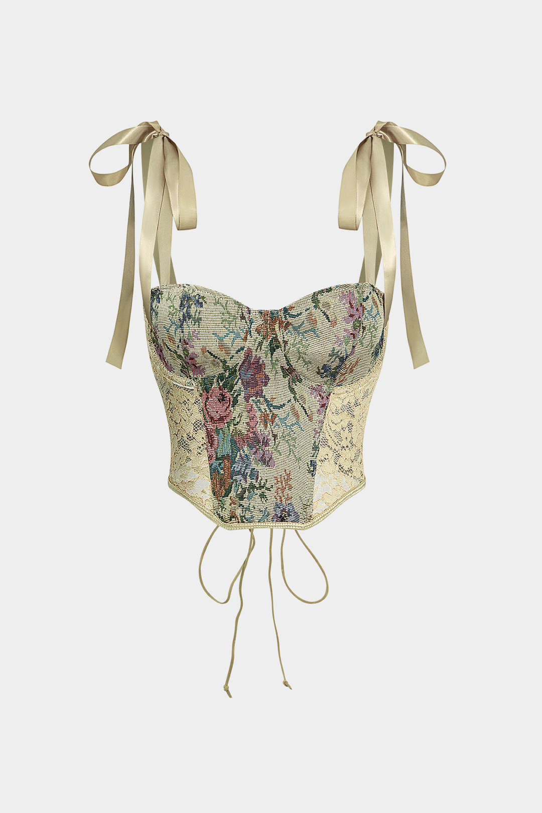 Natiné – Top z koronki wiązany jak gorset w stylu vintage