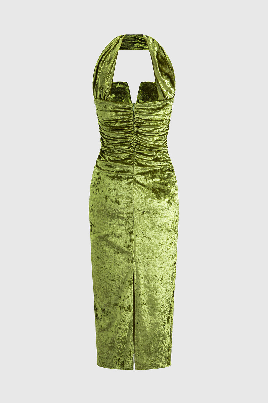 Velours-Midikleid mit Rüschen, U-Ausschnitt, rückenfrei und ärmellos