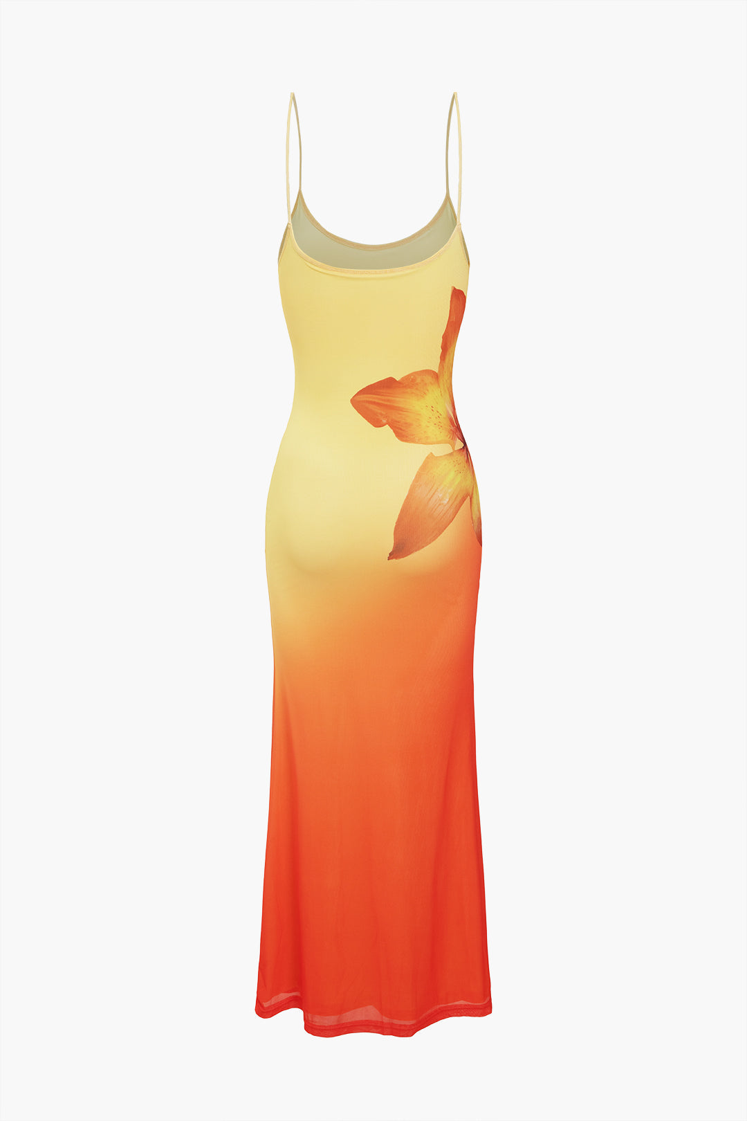 Natiné - Maxi Sukienka w Kwiatowy Wzór Ombre z Rękawami