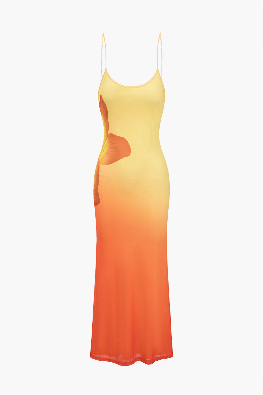 Natiné - Maxi Sukienka w Kwiatowy Wzór Ombre z Rękawami