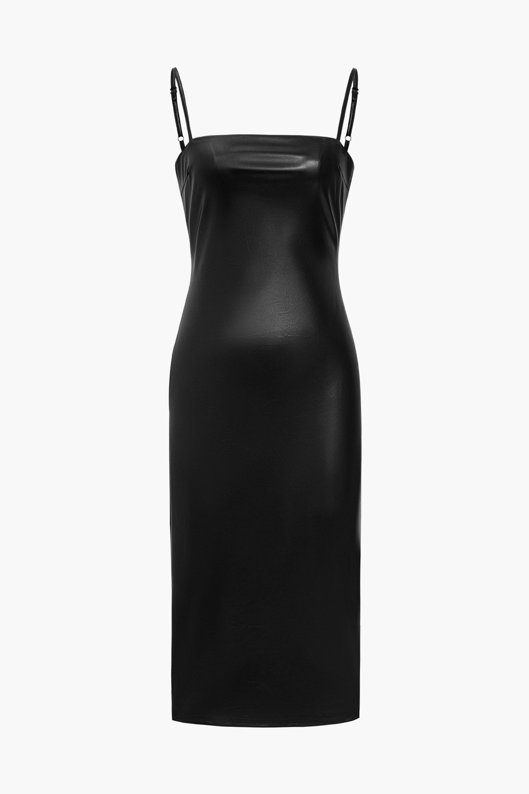 Natiné – Midi Sukienka z Faux Skóry z Wiązaniem