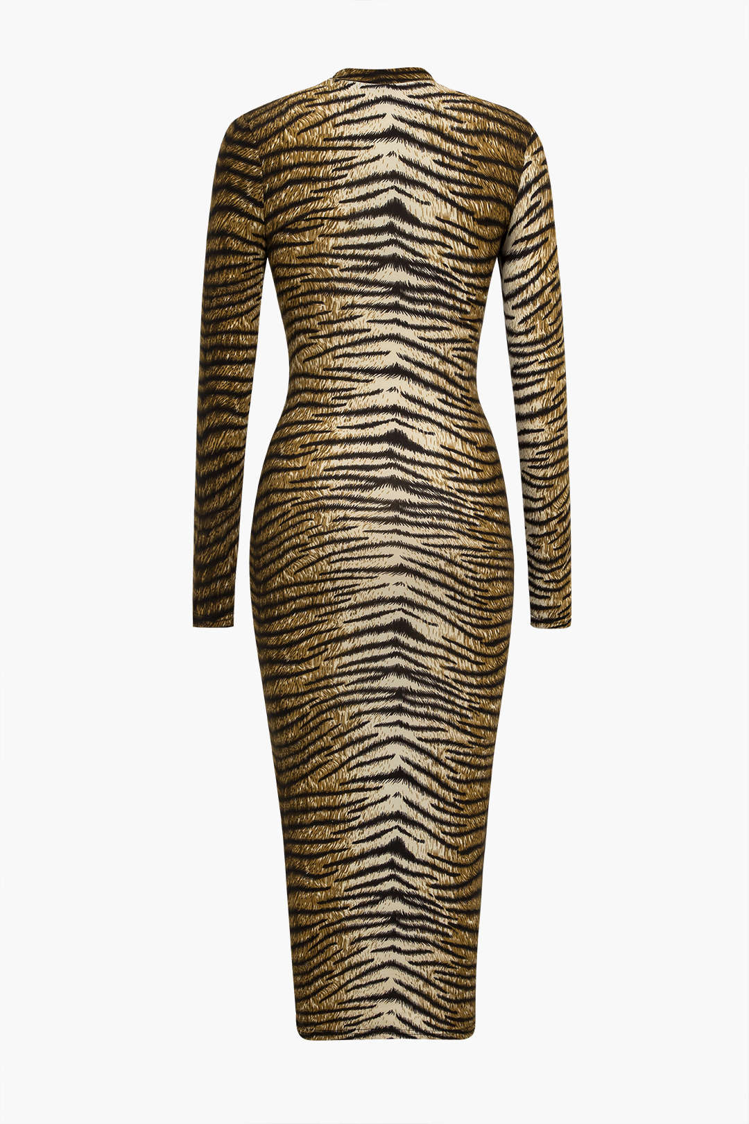 Leopard Print Long Sleeve Midi Dress