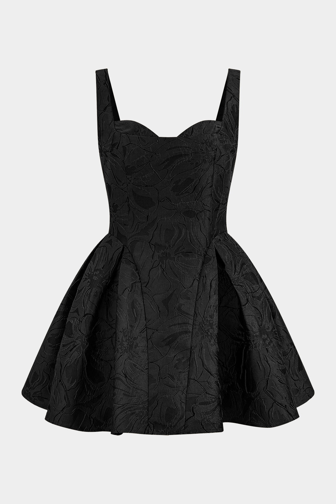 Mini Sukienka Bez Rękawów z Marszczeniem w Wzór Jacquard